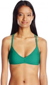 Volcom Womens Simply Solid V Neck Bikini Top Green Spray