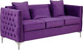 Bayberry Purple Velvet Sofa With 3