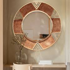 Metal Wall Decor Mirror In Brown