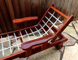 Vintage Redwood Chaise Lounger Pool