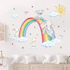 Decalmile Rainbow Animal Wall Decals