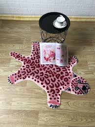 pink leopard print area rug non