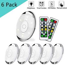 Led Puck Lights Wireless Under Cabinet Lighting With Remote Battery Operated Closet Light For Kitchen Timer Dimmer 4000k Warm White 6 Pack