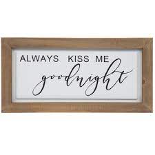 always kiss me goodnight wood wall