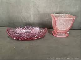Pink Depression Glass Candy Dish And