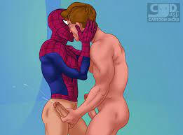 Gay men kissing and rubbing dicks in spiderman porn - Just Cartoon Dicks