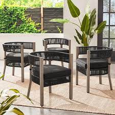 Wicker Outdoor Dining Chairs Black