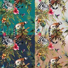 tropical botanical wallpaper lemur