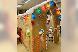 office cubicle into gingerbread house