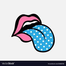 red lips tongue sticking vector image