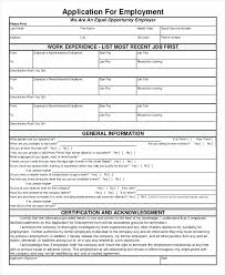 Generic Job Application Doc Printable Sample Applications