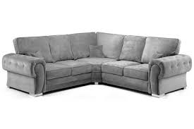 Furniturein Verona High Back Grey Fabric Corner Sofa