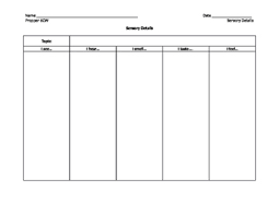 Sensory Details Graphic Organizer Worksheets Tpt