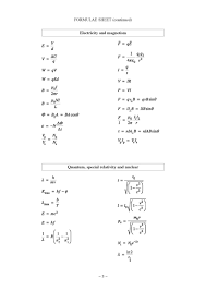 formula sheet physics high
