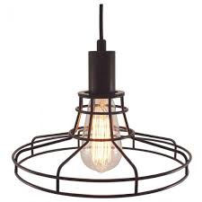 Plug In Wide Flat Cage Pendant Lamp With On Off Switch Nostalgicbulbs Com