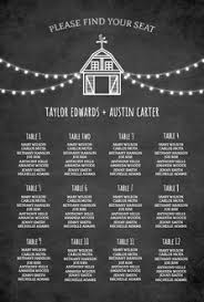 Rustic Barn Chalkboard Wedding Seating Chart Poster Poster