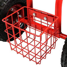 Red Steel Rolling Garden Cart