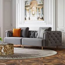 Modern Velvet Fabric Tufted Sofa Set
