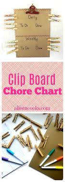 Clipboard Chore Chart With Clothespins Organization And