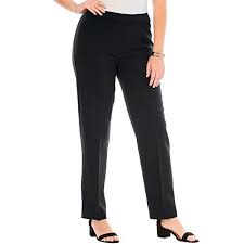 Roamans Womens Plus Size Tall Bend Over Classic Pant Black 12 T