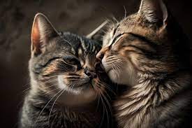cat love cat couple hugging cuddling