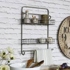 metal wall mounted double basket shelf