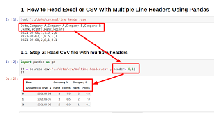 csv with multiple line headers using pandas