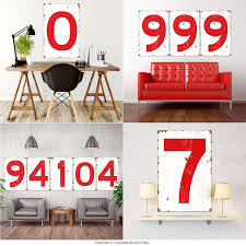 Old Numbers Porcelain Look Large Signs Red 24 X 36 Garage Decor