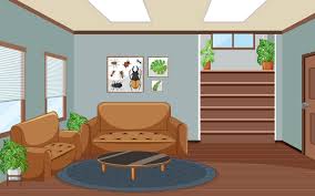 living room interior vector art icons