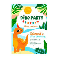 hand drawn dinosaur birthday invitation