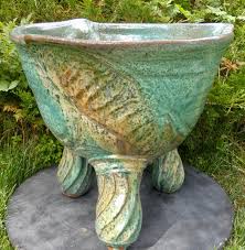 Extra Large Carved Tripod Planter In