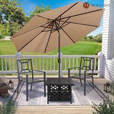 Mondawe 25 35 Lb Metal Patio Umbrella Base Table Stand Outdoor Bistro Table With Umbrella Hole In Black