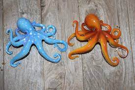 Colorful Octopus Wall Decor Orange Blue