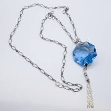 Sterling Blue Uranium Glass Necklace