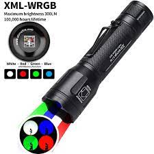 WRGB 4 Màu 1 Đèn Pin LED Sạc Điện Đỏ, Xanh Lá Cây màu Xanh Và Trắng Đèn Pin  LED Siêu Sáng Đèn Pin Chống Nước 18650 Pin|LED Flashlights