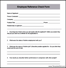 Personal Reference Check Form Template Reference Checking Form