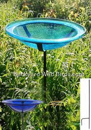 Glass Bird Bath Iron Stake