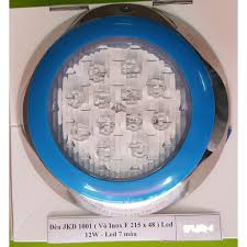 ĐÈN LED DƯỚI NƯỚC 12W-12V vỏ ngoài Inox bo viền nhựa xanh ánh sáng trắng  dùng trang trí bể bơi hoặc hồ cá hay âm tường