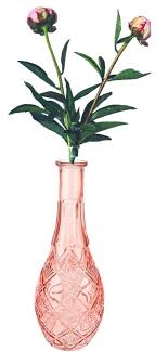 Glass Bottle Vase 30cm Pink Tinted