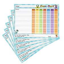Chore Chart 6 Pack Dry Erase Reward Chart For Kids Teach Children Responsibility And Good Behavior Reusable Self Adhesive Potty Chart For Home And