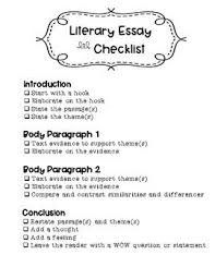 Literary Essay Writing Checklist Writers Workshop Literary Essay