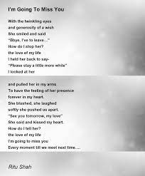 i m going to miss you poem by ritu shah