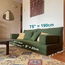 Green Color Linen Fabric Floor Seating