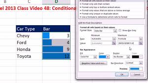 Highline Excel 2013 Class Video 48 Conditional Formatting Bar Chart With Data Labels