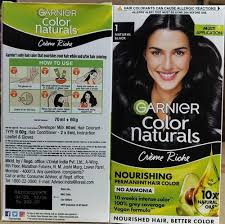 natural black garnier hair dye box