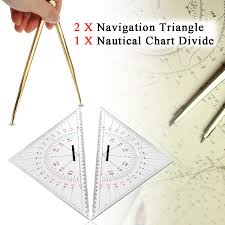 Us 16 02 44 Off 2pcs 300mm Navigation Triangular Protractor 1pc 168mm Nautical Chart Divider Measurement Tools Suitable For Marine Navigation In