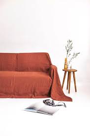 Rusty Linen Couch Cover Rust Linen
