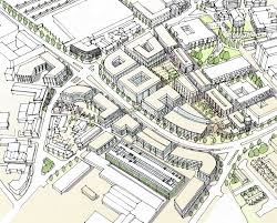 Design Framework Aerial Sketch View Urban Planning Urban