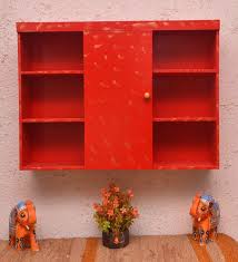 Mango Wood Bathroom Cabinet In Red