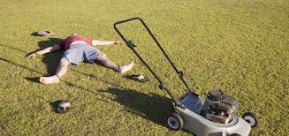 Tenant In Distress Mowing The Lawn